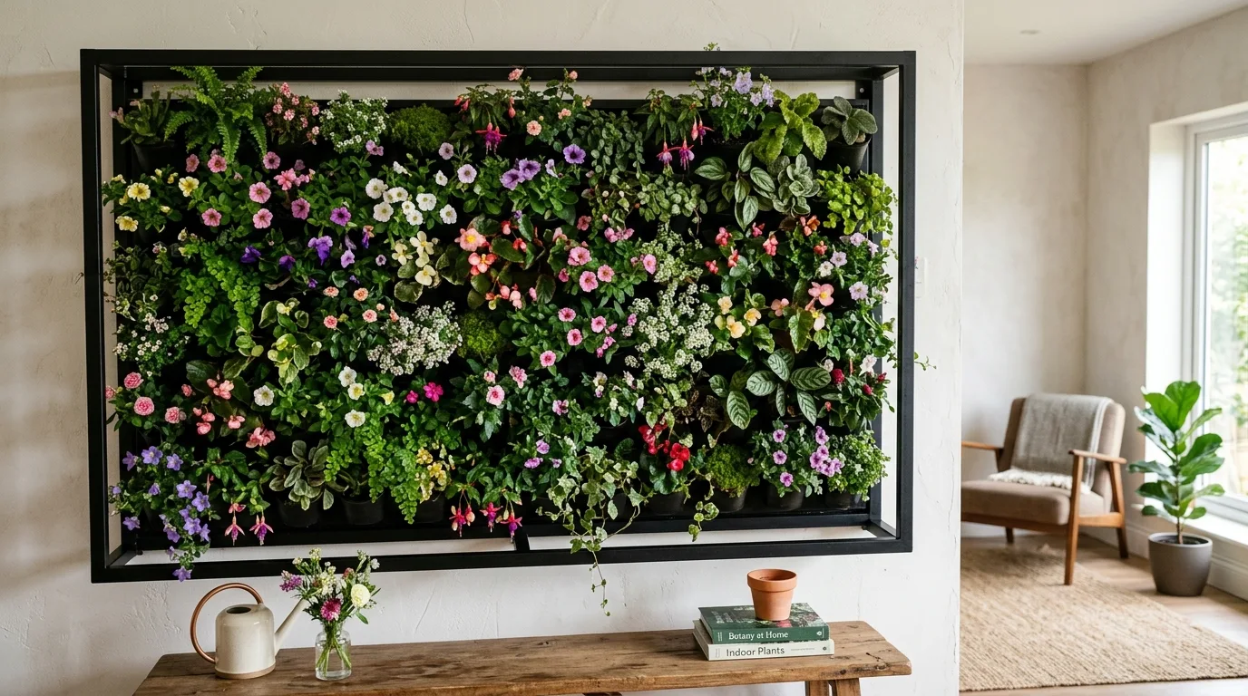 Indoor Plant Wall With Flowering Plants